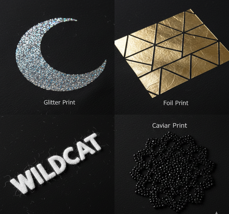 Glitter, Foil, Flock & Caviar Bead Printing