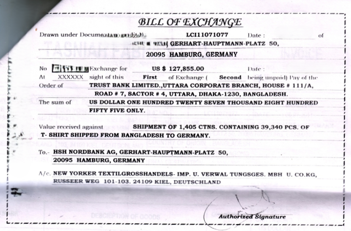 Bill of Exchange&nbsp;