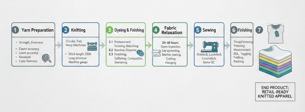 Knitted Garments Manufacturing Process Flow