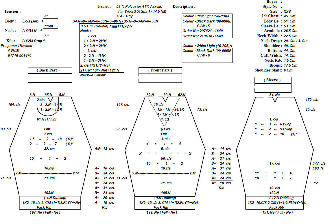 Sweater Knitting Design Chart
